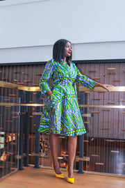 African Print Wrap Dress 