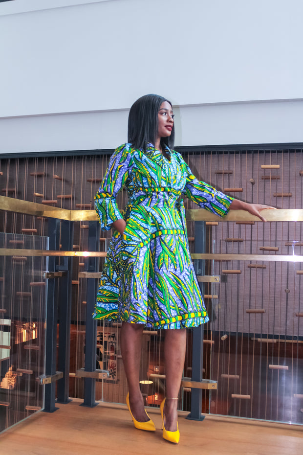 African Print Wrap Dress 