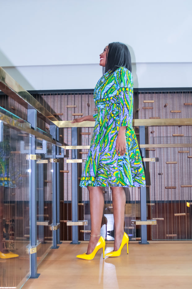 African Print Wrap Dress 